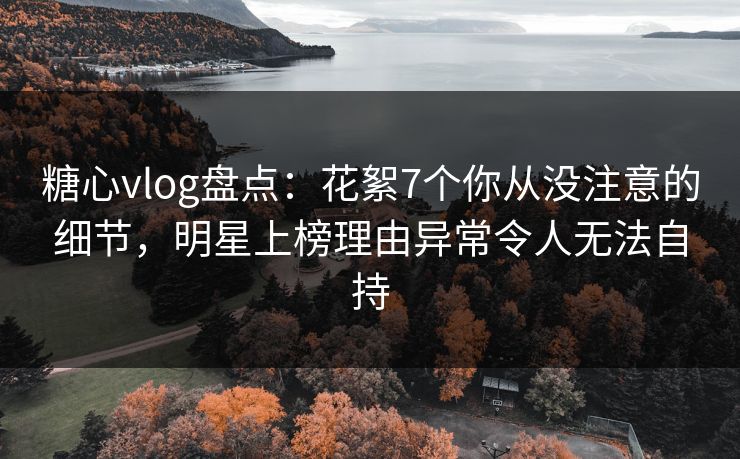 糖心vlog盘点：花絮7个你从没注意的细节，明星上榜理由异常令人无法自持