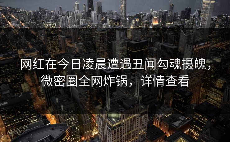 网红在今日凌晨遭遇丑闻勾魂摄魄，微密圈全网炸锅，详情查看