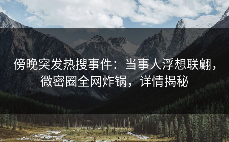 傍晚突发热搜事件：当事人浮想联翩，微密圈全网炸锅，详情揭秘