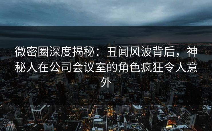 微密圈深度揭秘：丑闻风波背后，神秘人在公司会议室的角色疯狂令人意外