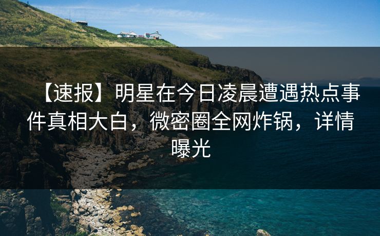 【速报】明星在今日凌晨遭遇热点事件真相大白，微密圈全网炸锅，详情曝光